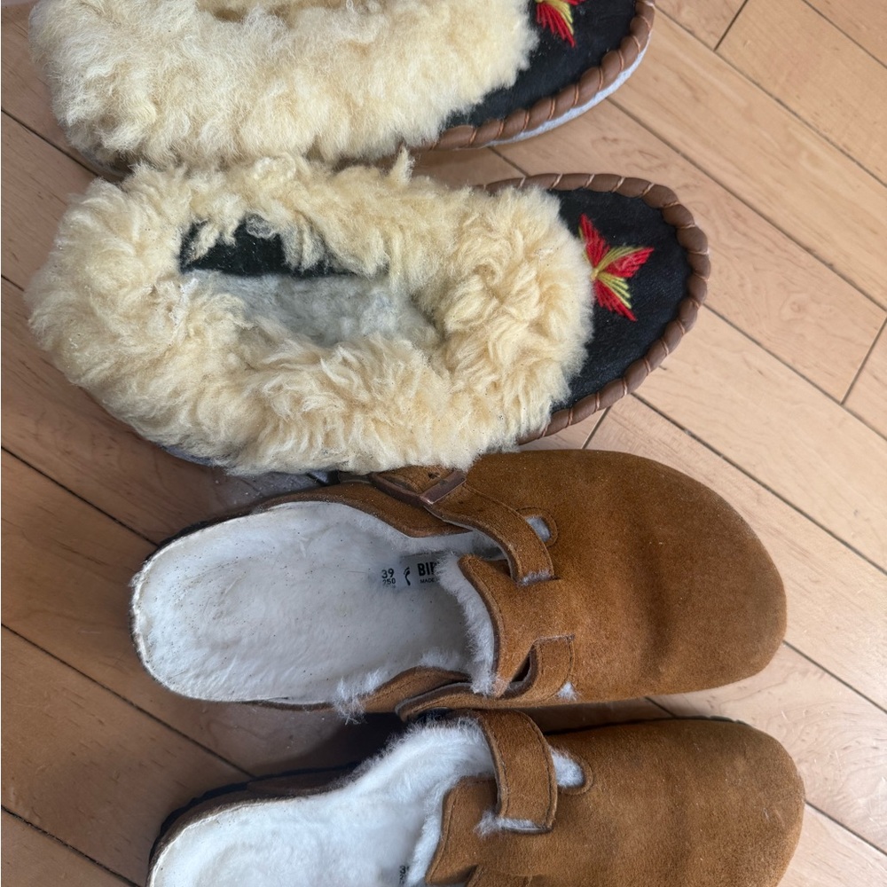 Birkenstock Shearling-Lined Suede Clogs